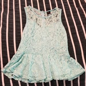 Blue small peplum lace top